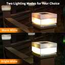 Solar Post Cap Lights,50 Lumem Brightness,2 Modes Warm White/Bright White Outdoor Fence Post Cap Light Garden Decor Lithium Battery Powered Lighting Fits for 4x4 5x5 Wooden Posts 4x4 5x5 Vinyl Posts