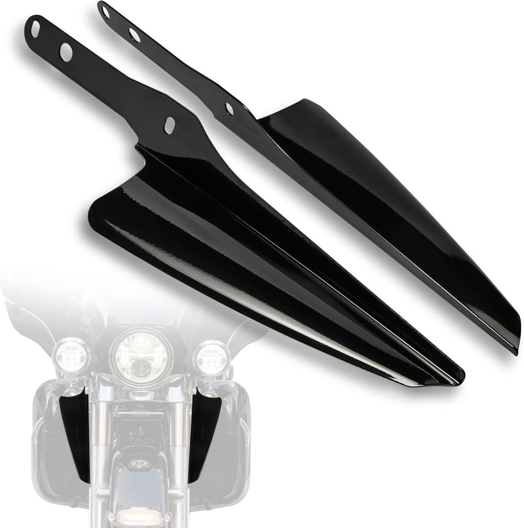 Front Fork Mount Wind Deflectors Windshield for Harley Touring Street Glide Electra Glide Road King CVO FLHR FLHRC FLHRS FLHT FLHX 1995-2023 (Black)