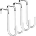 HOOSUN 4 Pack Over The Door Hooks,4.96In Hooks for Hanging Heavy Duty Door Hanger,Towel Hanger Hook Holders,Over Door Hangers Hooks Door Hanger Hooks for Hanging Clothes,Towels,Hats,Coats,Bags (White)