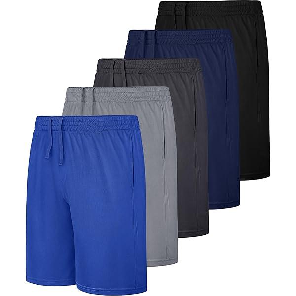 5 Pack Boys Athletic Shorts with Pockets Kids Basketball Youth Quick Dry Active Performance Sports Boys Shorts, Size: 4-6Y