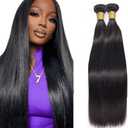 Natural Black Color Straight Bundles Human Hair Brazilian Unprocessed Virgin Hair 2 Bundles 14 14 Inch Straight Human Hair Extensions