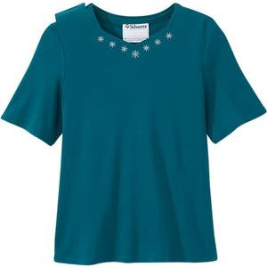 Womens Open-Back Adaptive Diamond T-Shirt (XX-Large, Caribbean Blue)