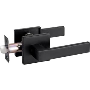 Passage Door Lever Dummy GreenShield Exterior Interior Door Handle for Hallway Closet Heavy Duty Non-Locking Lever Sets No Key Door Knob for Right Left Handed Door (1 Pack, Matte Black)