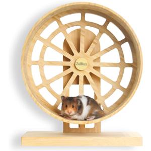 Silent Hamster Wheels Quiet Hamster Running Wheels 11 Bamboo Wood Hamster Exercise Wheels with Adjustable Height for Syrian Hamsters Campbell Dwarf Roborovski Gerbils and Mice