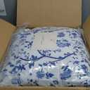 Laura Ashley - King Comforter Set, Reversible Cotton Bedding, Includes Matching Shams with Bonus Euro Shams & Throw Pills (Elise Blue, King)