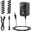 SHNITPWR 36W Adjustable Power Supply DC 6V~24V Universal Power Adapter 6V 9V 12V 15V 18V 20V 24V Variable Power Supply with 5V 2A USB Port AC/DC adapter Multi-Voltage 100~240V AC to DC Power Converter