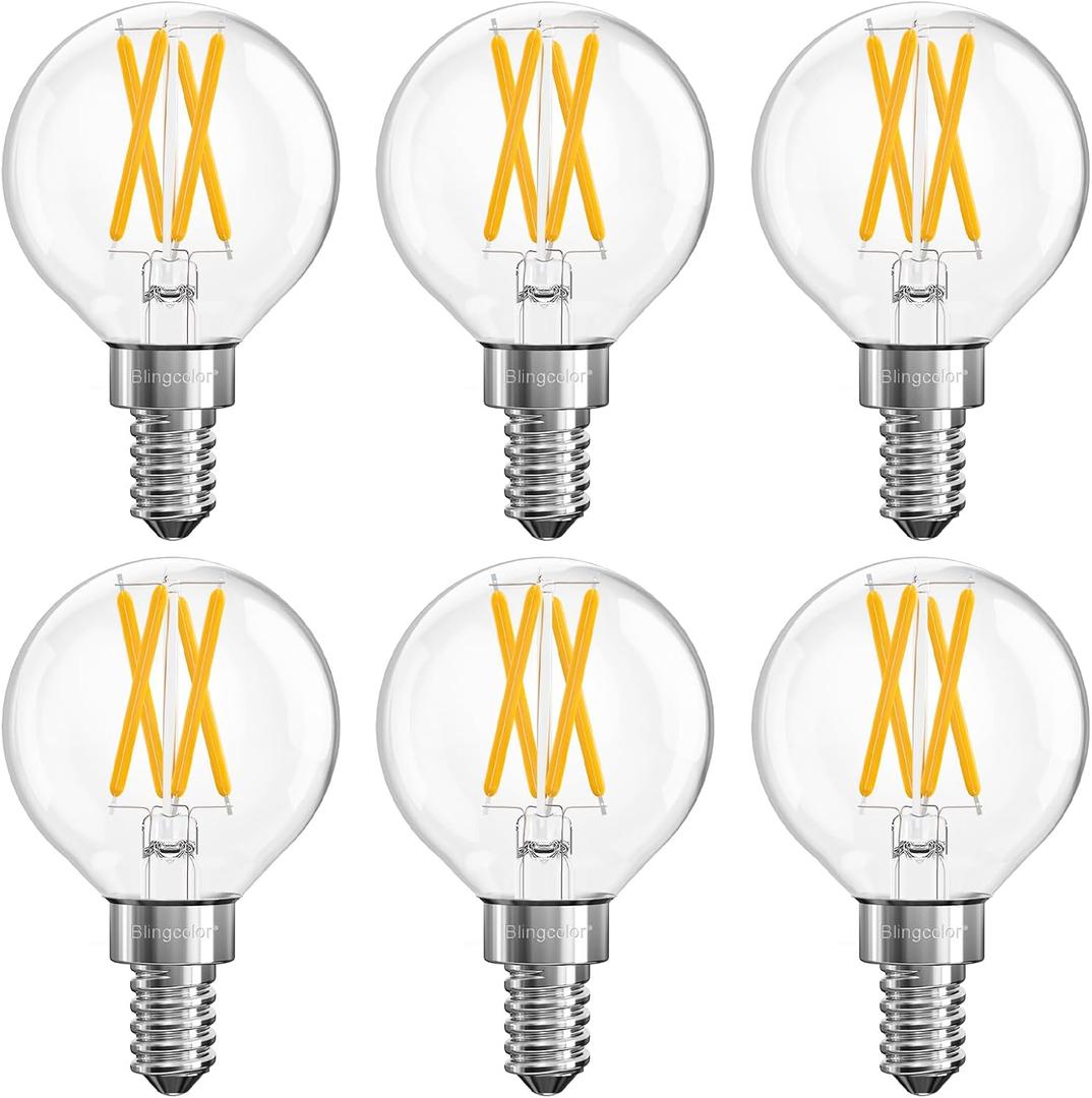Dimmable E12 LED Bulbs 60 Watt Equivalent, 6 PACK G16.5 Small Globe 6W LED Light Bulbs, Soft White 3000K E12 LED Candelabra Light Bulb 60W for Chandelier, Ceiling Fan, Vanity Lights, 600LM, CRI80+