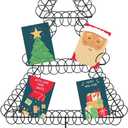 MorningRo Metal Christmas Card Holder Wreath Xmas Card Display Spiral Photo Holder Decorative Tabletop Photo Rack Spiral Wreath for Holiday Party Picture Table Gift (Black,Tree)