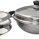 Stainless Steel Idli Maker with Lid, Idli Pot Steamer, 3 Plates (12 Idlies), Silver