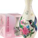 3D Puzzles Vase for Adults, 160 Pieces Plastic DIY Unique Pattern Vase, Crafts for Adults, Housewarming Gift Birthday Gifts for Flower Arrangements and Home Decor (Flowers and Hummingbird)