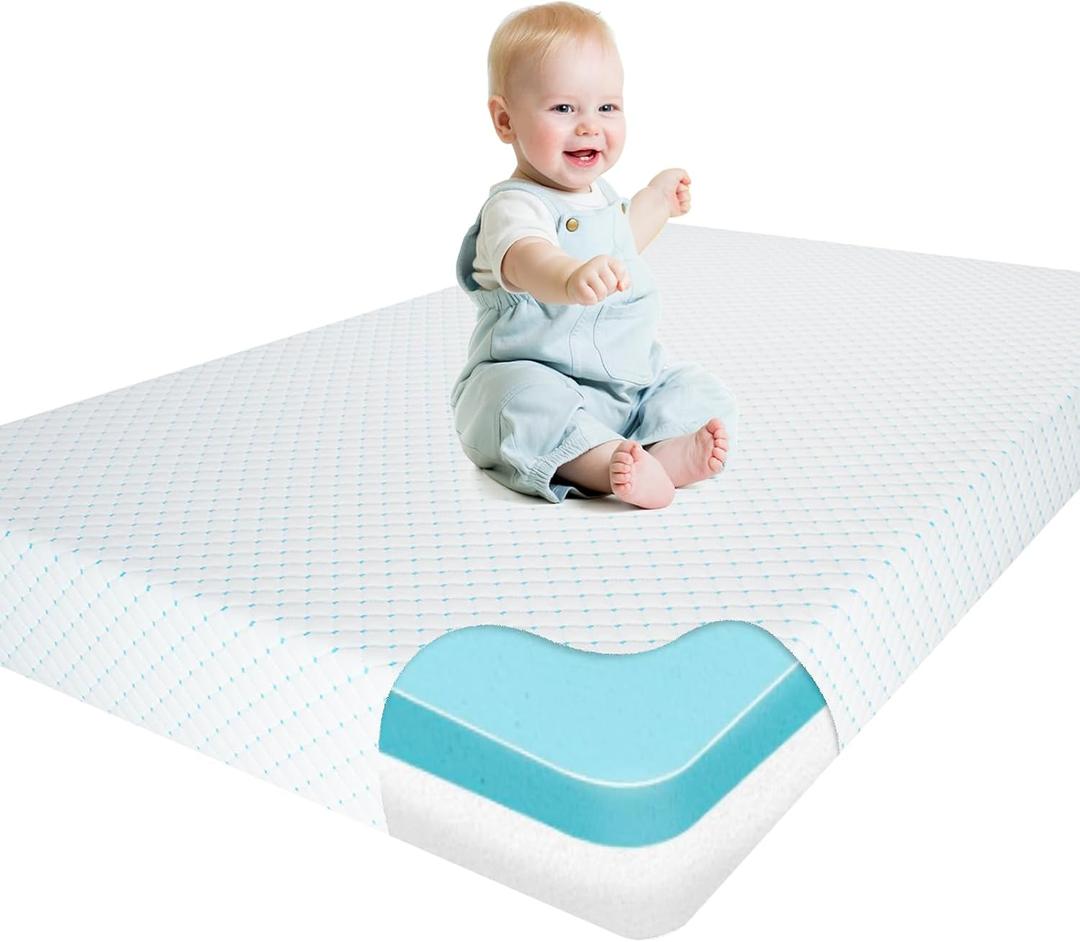 Mini Crib Mattress, 38x24X4 Inch Dual Sided Comfort Memory Foam Portable Crib Mattress, Soft Breathable Baby Mattresses for Mini and Portable Cribs with Machine Washable Cover
