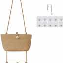 TeoKJ Over the Door Hanging Baskets with Wooden Button, 2-Tier Woven Cotton Storage Organizer Bag, Wall-Mounted with Hook Decorative Hanging Nursery Baskets, Jute