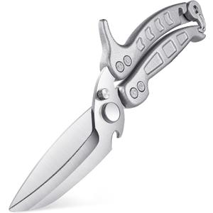 DRAGON RIOT Heavy Duty Poultry Shears - A Must Have Kitchen Shears for Chicken and Meat Cutting - Dishwasher Safe and Stainless Food Kitchen Scissors for Thanksgiving (Silver)