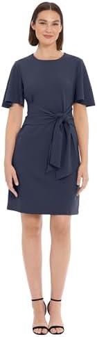 Donna Morgan Women's Tie Front Crepe Dress, Size 18