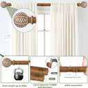 Wood Boho Curtain Rods for Windows:Wooden Farmhouse Decorative Curtain Rod for Bedroom Living Room,Heavy Duty Adjustable Rustic Bamboo Drapery Rods with Imitation Wood Grain Finials,Brown 36-88"
