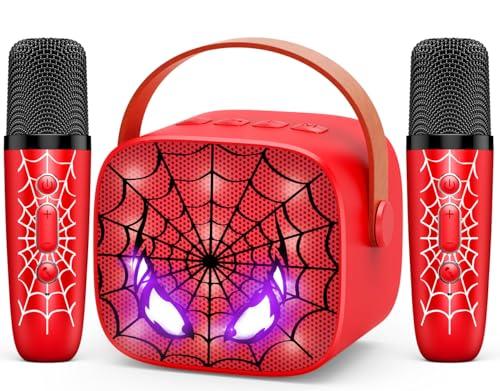 Mini Karaoke Machine Toys Gifts: Kids Toys Christmas Birthday Gifts for 4 5 6 7 8 9 Years Old Girl Boy Stocking Stuffers LED Portable Bluetooth Speaker with 2 Wireless Microphone Girl Gift Age 3-12+