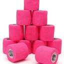 OK TAPE 12 Rolls Self Adhesive Bandage Wrap, Elastic Athletic Tape, Self Stick Bandage Tape, Vet Wrap, Medical Wrap for Wrist, Feet, 2" x 5 Yards - Pink