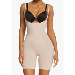 SHAPERX Shapewear for Women Tummy Control Open Bust Thigh Slimmer Body Shaper, M