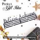 Generic Believe Achieve Medal Holder and 50 Ribbon Hanger Display for Gymnastics, Marathon and 5K Running, Dance, and Sports, Large Award and Trophy Shelf, Steel Wall Mount with Hardware, Black