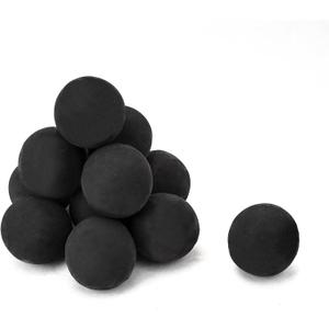 Skyflame Ceramic Fire Balls, Set of 12 Round Fire Stones Set for Indoor and Outdoor Fire Pits or Fireplaces Accessory, 4 Inch, Black