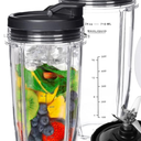 Ninja Blender Cups Replacement, 24oz Ninja Blender Cups with To-Go Lids, 7 Fins Extractor Blade, Compatible with Nutri Auto iQ Blenders BL2012 BN801 BL480-30 BL640-30 BL642-30 NN100-30 BL450