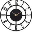 Large Metal Wall Clock | 20 inch Size Silent Battery Operated Large Size Analog Black Wall Clocks | Modern Wall Decor for Living Room Bedroom Kitchen Home Office