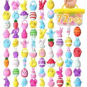 72PCS Easter Mochi Squishy Toys, Easter Animal Squishies for Kids, Easter Egg Fillers for Eggs Hunt Game, Easter Fidget Toys for Toddlers & Teens, Easter Basket Stuffers, Classroom Prizes