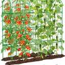 Cucumber Trellis for Climbing Plants Outdoor, A-Shape Garden Trellis for Raised Bed, Metal Plant Trellis with Garden Netting for Flower Vegetables, Pea, Grape ((67 * 17 * 65inch(L*W*H))