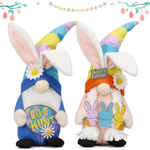 Lovinland Easter Decorations - Bunny Gnomes Decor for Home, Indoor, Tiered Tray, Office, Desk - Spring Rabbit Stuffed Centerpiece Table - Easter Basket Stuffers Essentials for Women - Gnome Gifts