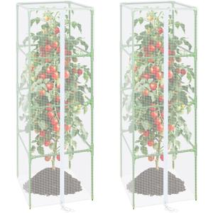 ZeeDix 57" x 16.1" Garden Bird Netting for Square Tomato Cage, 2 Pack Garden Mesh Barrier, Plant Covers Protect Tomatoes, Vegetables, Blueberry Bush from Birds & Pests
