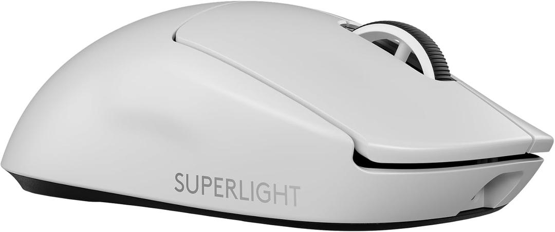 Logitech G PRO X Superlight 2 Wireless Gaming Mouse, 60g Pro-Grade with 5 Programmable Buttons, 44k DPI Sensor, 8kHz Report Rate, USB-C Charging for PC/Mac - White