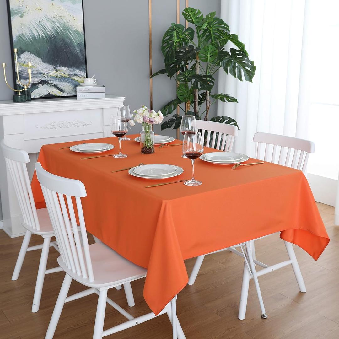 FOLINS&HOME Orange Square Tablecloth 54 x 54 Wrinkle Free Waterproof Polyester Table Cloths, Spillproof Heavy Duty and Washable Table Cover for Party, Banquet, Indoor and Outdoor-Rectangle/Oblong