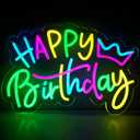 Large Happy Birthday Neon Sign for Birthday Party, Happy Birthday Light up Sign, Led Neon Sign with Dimmable Switch for Wall Decor, Party Decoration Use, Power by USB16.8 X 12.8 inches) 