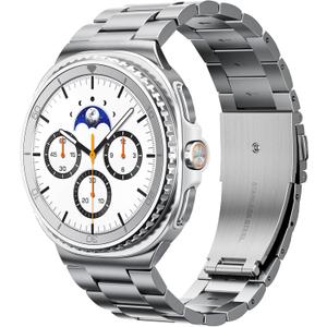 Metal Band Compatible with Samsung Galaxy Watch 8 40mm/44mm/Classic 46mm 2025,No Gap Business Stainless Steel Strap for Galaxy Watch8 Men Women,NOT for Other Models (SILVER)