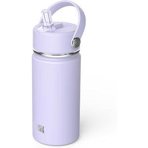OISIZ Kids Water Bottle with Straw Lid 14oz, Vacuum Insulated 316 Stainless Steel Water Bottles for Kids for School, Leakproof Water Bottle, BPA Free and Keep Cold for 24 Hours (Light Purple)