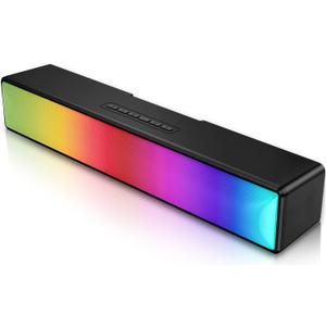 AFK Computer Speakers, Computer Sound Bar with RGB Lights, USB Powered PC Speakers with Stereo Sound, Bluetooth 5.1 and 3.5mm Aux-in,Gaming Speakers for Desktop