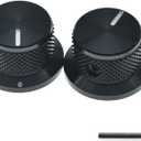 2-Pack Set Screw Style Aluminium Potentiometer Knobs 1/4" Universal Top Hat Knobs Bell Volume Tone Control Knobs for Guitar/Bass/AMPS/Preamps Black (2pcs with Indicator)
