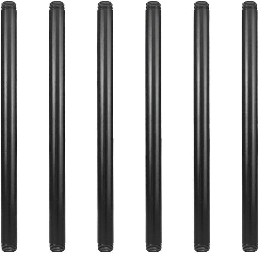 GeilSpace 6 Pack 1/2"  14" Pre-Cut Black Metal Pipe, Industrial Steel Fits Standard Half Inch Black Threaded Pipes and Fittings - Vintage DIY Industrial Shelving (1/2"  14")
