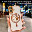 for iPhone 17 Case, Glitter Clear Cute Paw Love Heart, Compatible with MagSafe, Strong Magnetic Full Camera Lens Protection Cover, Soft Slim Bling Phone Case 6.3" - Orange