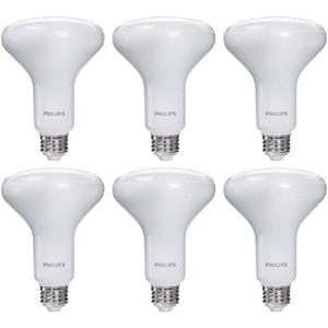 PHILIPS LED 65W BR30 6-Pack Ultra Definition Soft White (2200K) 650 Lumen (7.5W = 65W) Dimmable Flicker-Free Light Bulbs