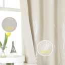 Estelar Textiler Cream Beige Room Darkening Curtains 102 Inches Long with Silver Palm Leaf and Wheat Pattern, Light Filtering Window Curtain Drapes for Bedroom and Living Room, 52Wx102L, 2 Drapes