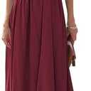 Maxi Dresses for Women Sexy Halter V Neck Backless Smocked High Waisted A Line Beach Vacation Sundress, M