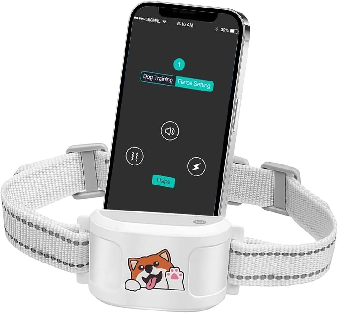 Electric Fence System with Training Collar, GPS Wireless Dog Fence with Free App, Rechargeable Fence for Outdoor Use, Adjustable Waterproof Pet Containment System