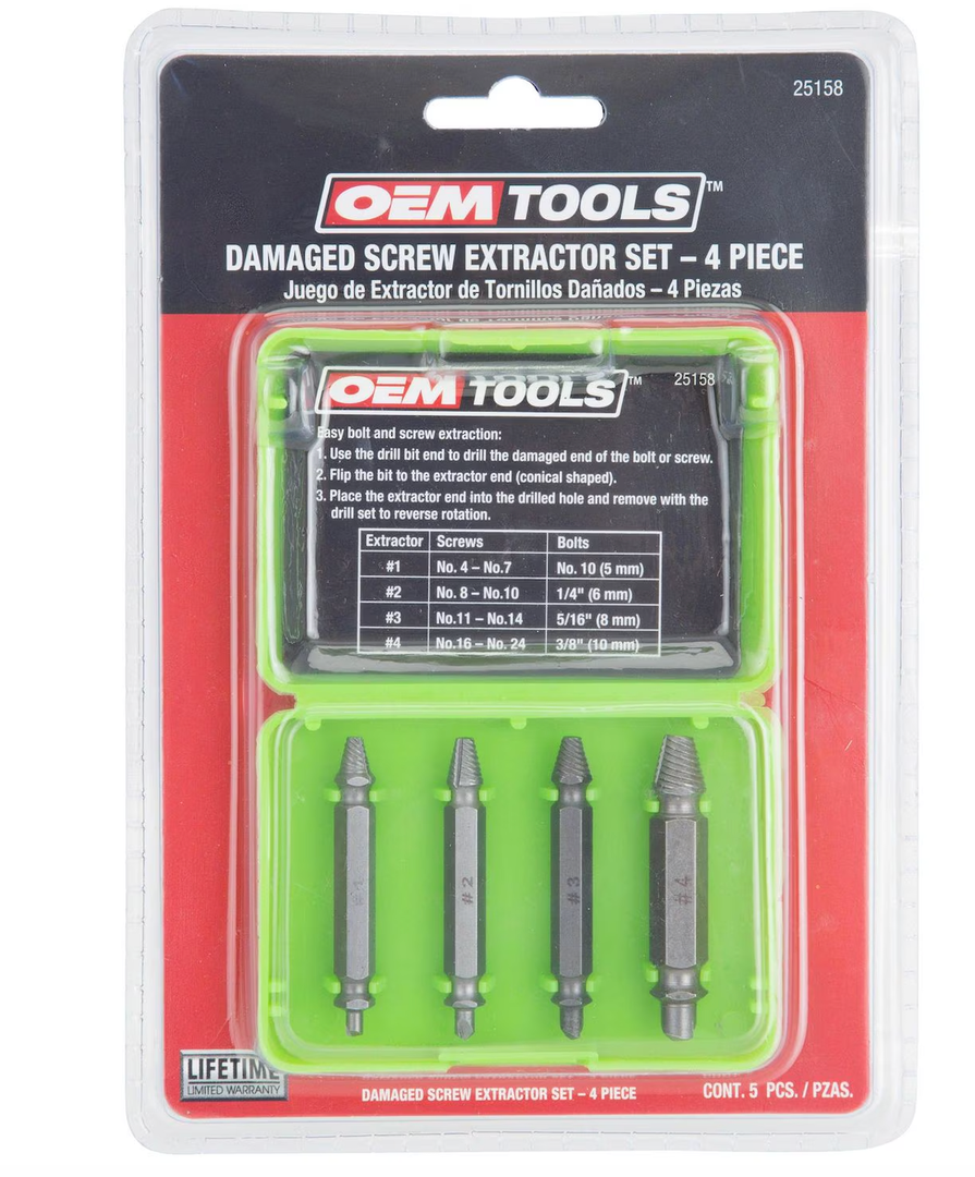 OEM TOOLS 4-Piece Damaged Screw Extractor Set