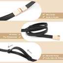 Womens Skinny Belts PU Leather Waist Belt Ladies Thin Waist Belt with Gold Buckle for Dresses (Fit Waist 24"-37", Black)