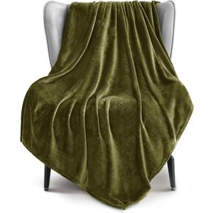 Exclusivo Mezcla Extra Large Fleece Throw Blanket for Couch, Sofa, 300GSM Super Soft and Warm Blankets, Olive Green Throw All Season Use, Cozy, Plush, Lightweight, 50"x70" (Throw XL (50"x70"), Olive Green)
