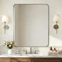 ANDY STAR Brushed Champagne Bronze Mirrors for Bathroom Sink, 30x36 Inch Bathroom Vanity Mirror with Rectangular Metal Frame-Modern Clean Design with Superior Stainless Steel Frame