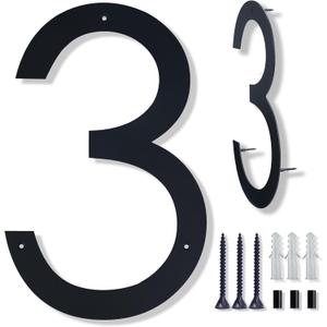 15 Inch Address Numbers For House, Floating Metal Modern Large House Numbers For Outside,House Numbers Matte Black Vertical Horizontal Alloy Steel Home Address Numbers 3