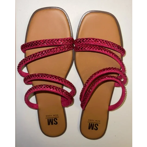 SM New York Hot Pink Strappy Sandals Size 11 Woman’s slip Ons