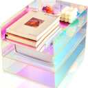 Suzile 3 Pcs Iridescent Acrylic Letter Organizer 12.6 x 9.5 x 2.8 Inches Stackable Iridescent Acrylic Letter Tray Paper Tray for Desk File Document Folder Notebooks Stationery Office Accessories